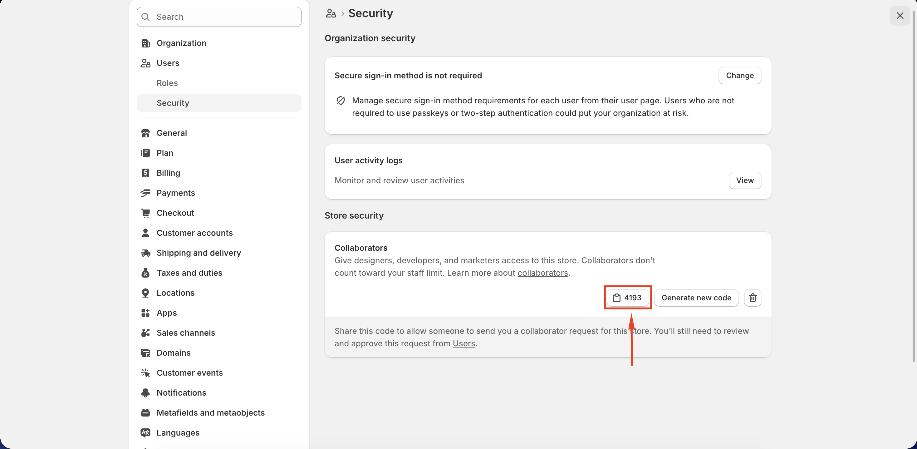 Find your Shopify Collaborator code