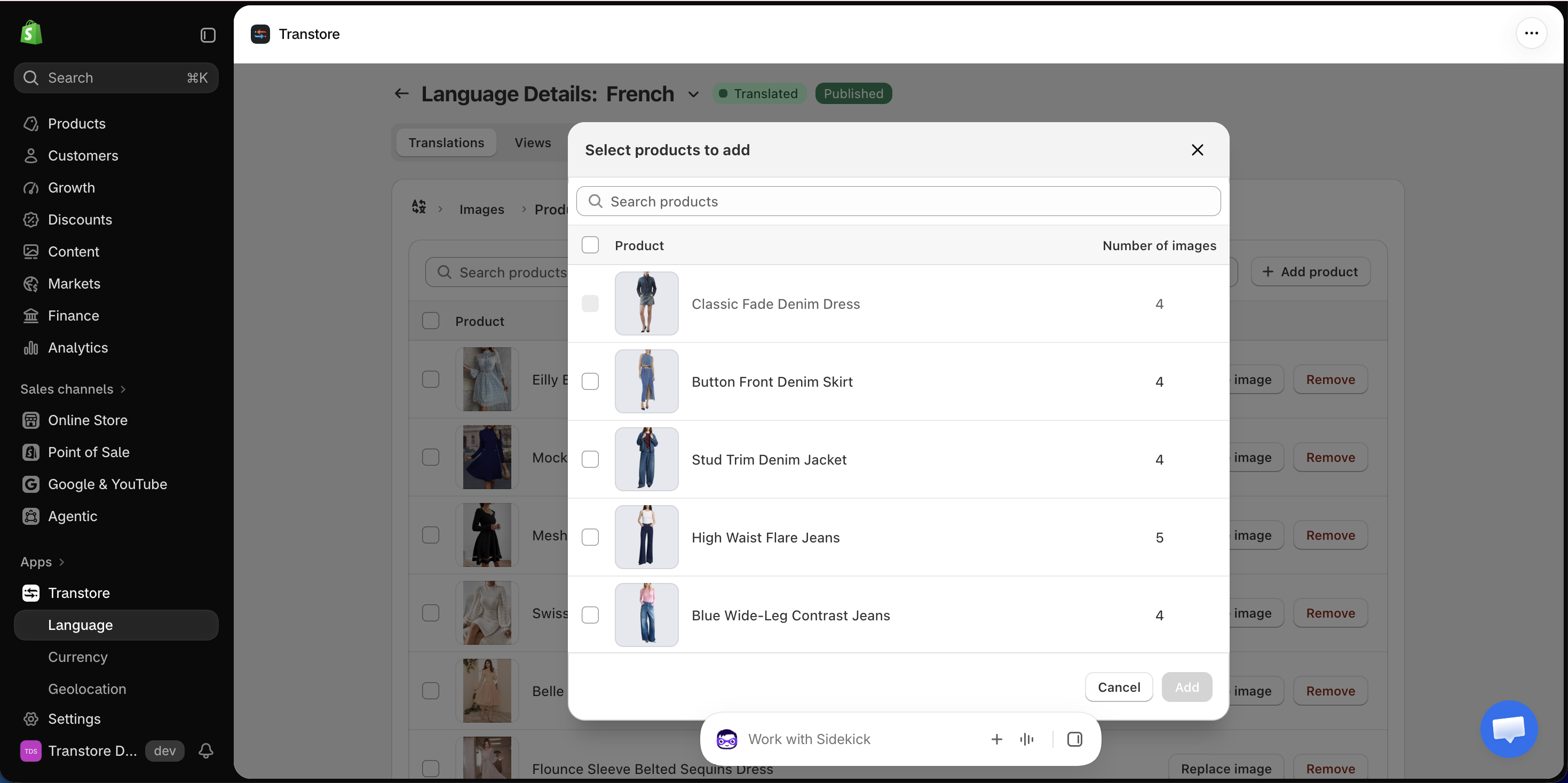Select products to add