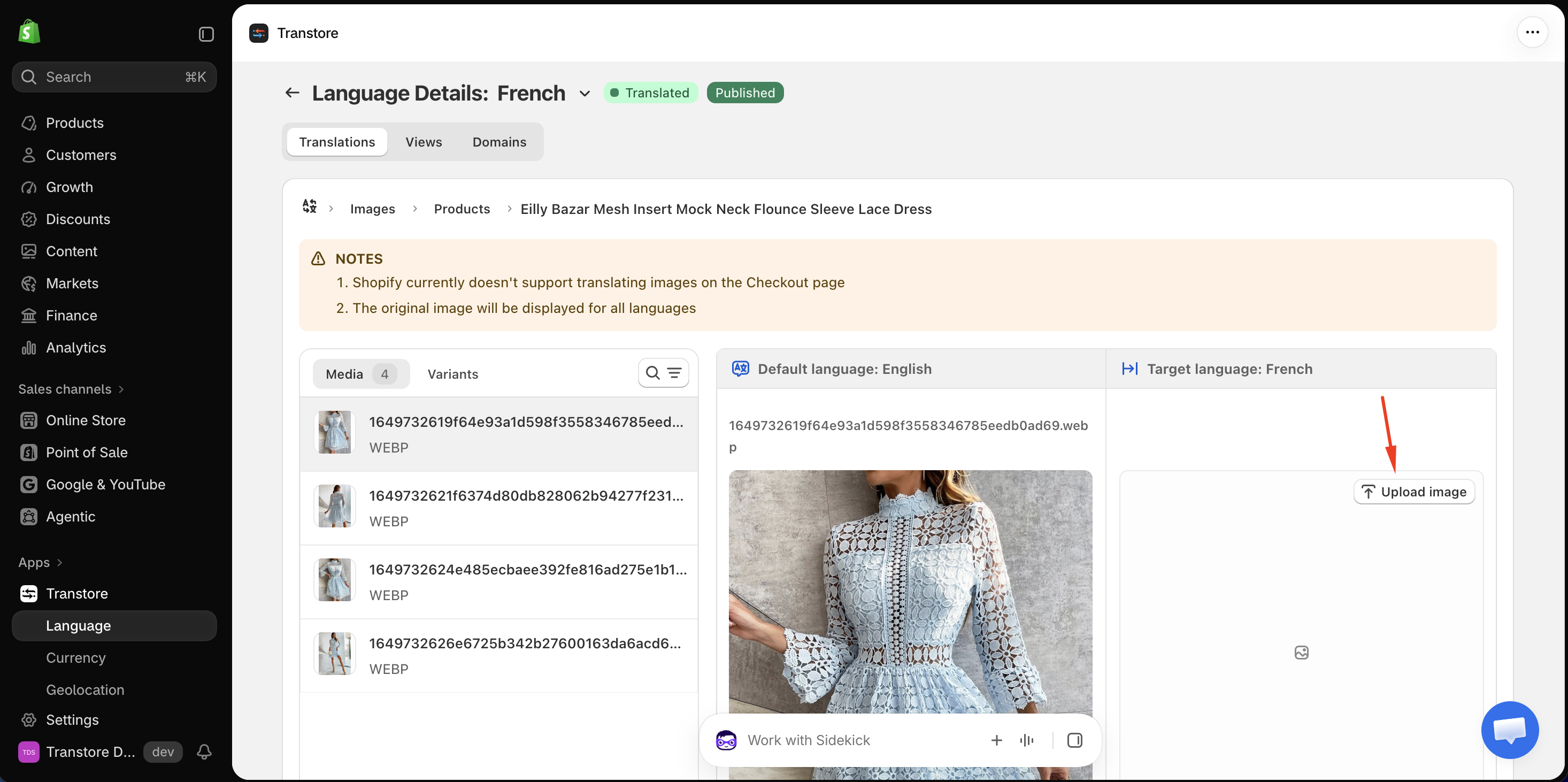 Upload a localized product image