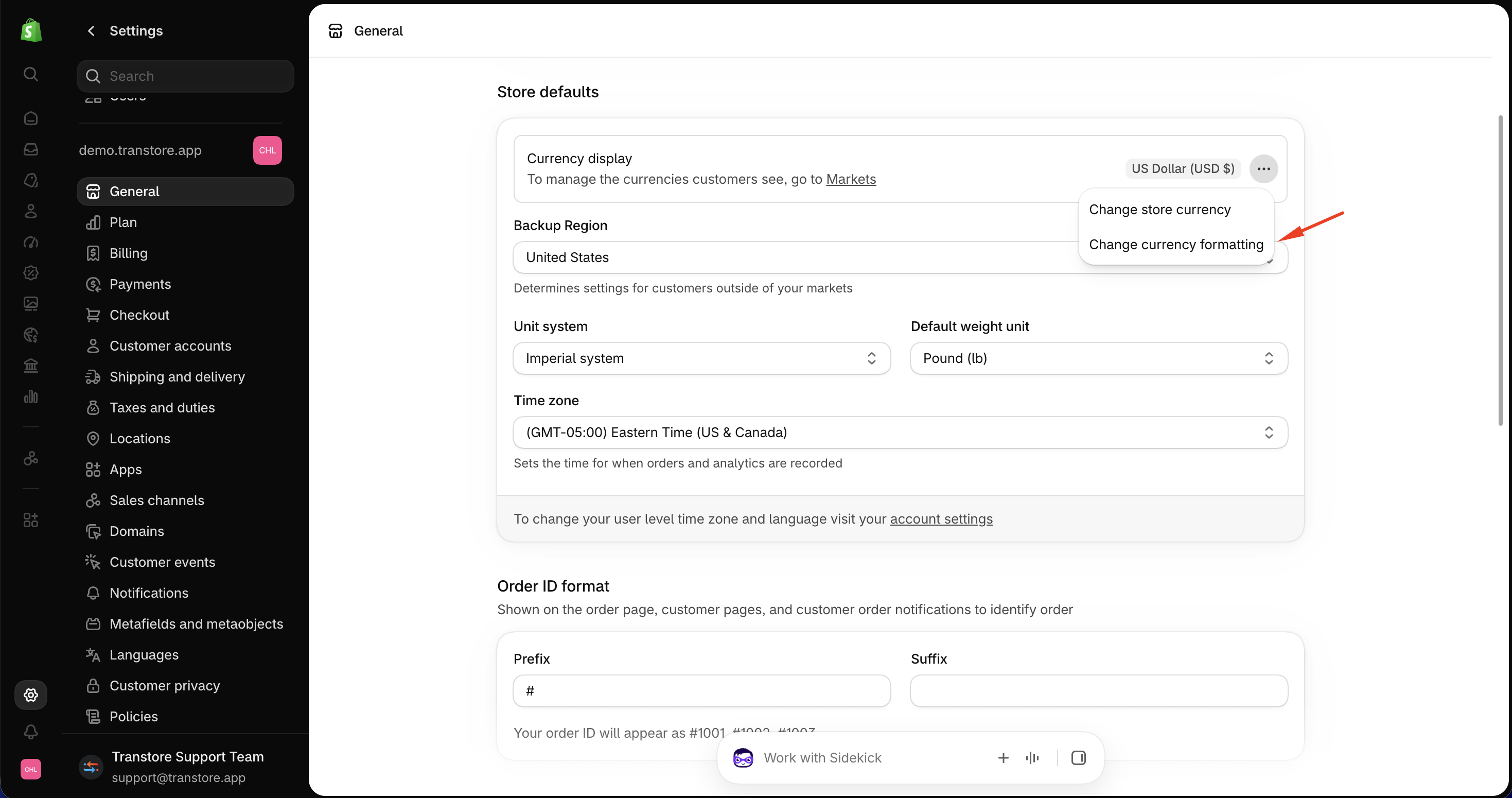 Change currency formatting in Shopify
